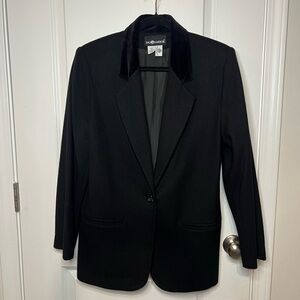 Sag Harbor Vintage Blazer Black 100% Wool Fully Lined Size 12